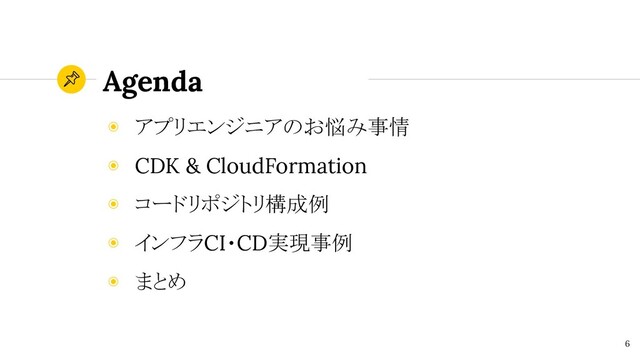 Agenda
6
◉ アプリエンジニアのお悩み事情
◉ CDK & CloudFormation
◉ コードリポジトリ構成例
◉ インフラCI・CD実現事例
◉ まとめ

