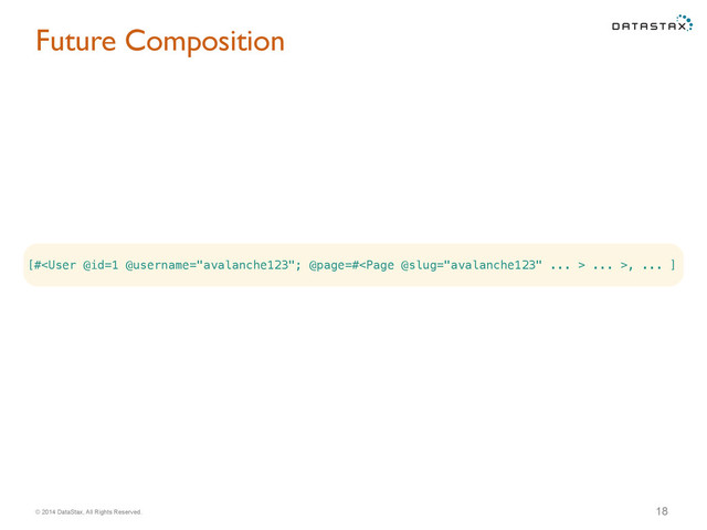 © 2014 DataStax, All Rights Reserved.
Future Composition
18
[# ... >, ... ]
