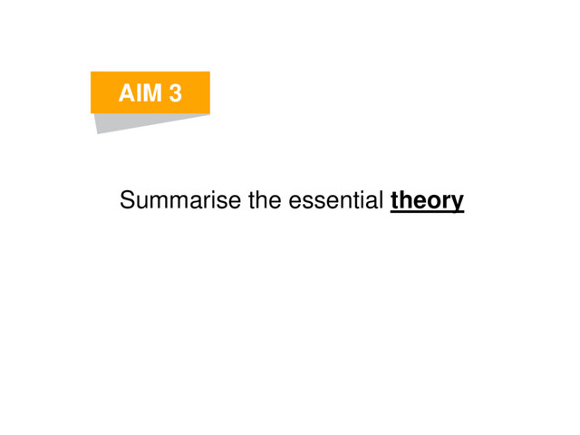 Summarise the essential theory
AIM 3
