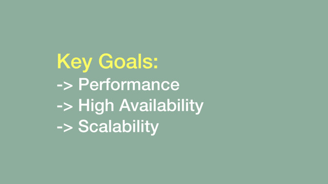 Key Goals:
-> Performance
-> High Availability
-> Scalability
