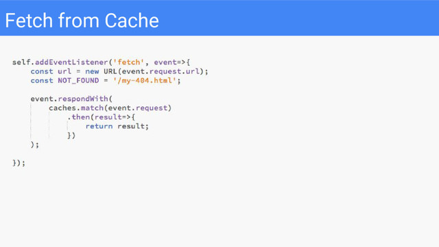 Fetch from Cache
