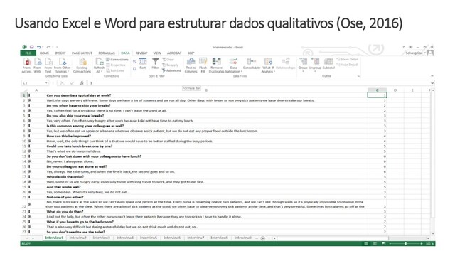 INCT.DD| Compolítica 2021 12
Usando Excel e Word para estruturar dados qualitativos (Ose, 2016)
