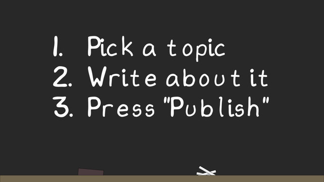 1. Pick a topic
2. Write about it
3. Press "Publish"
