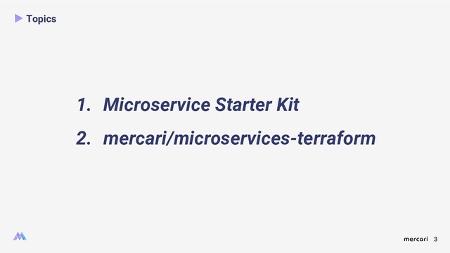 3
Topics
1. Microservice Starter Kit
2. mercari/microservices-terraform
