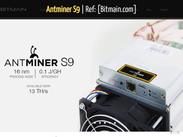 Antminer S9 | Ref: [Bitmain.com]
96 / 139
