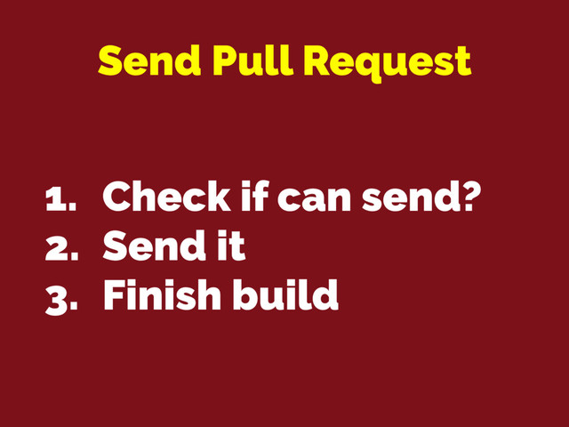 Send Pull Request
1. Check if can send?
2. Send it
3. Finish build
