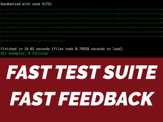 FAST TEST SUITE
FAST FEEDBACK
