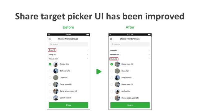 Share target picker UI has been improved
