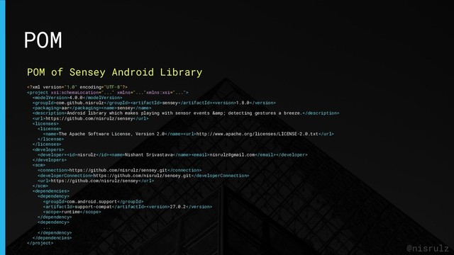 POM
@nisrulz
POM of Sensey Android Library


4.0.0
com.github.nisrulzsensey1.8.0
aarsensey
Android library which makes playing with sensor events & detecting gestures a breeze.
https://github.com/nisrulz/sensey


The Apache Software License, Version 2.0http://www.apache.org/licenses/LICENSE-2.0.txt



nisrulzNishant Srivastavanisrulz@gmail.com


https://github.com/nisrulz/sensey.git
https://github.com/nisrulz/sensey.git
https://github.com/nisrulz/sensey



com.android.support
support-compat27.0.2
runtime


...



