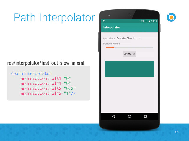 Path Interpolator
31

res/interpolator/fast_out_slow_in.xml
