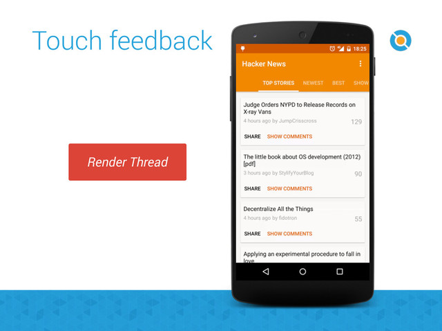 Touch feedback
Render Thread
