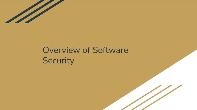 Overview of Software
Security
