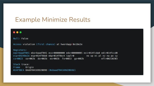 Example Minimize Results
