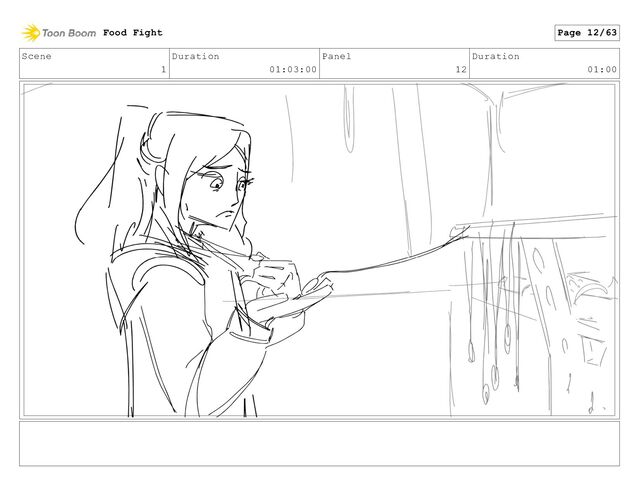 Scene
1
Duration
01:03:00
Panel
12
Duration
01:00
Food Fight Page 12/63
