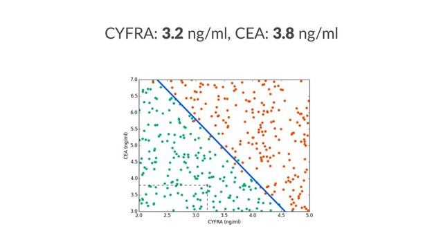 CYFRA: 3.2 ng/ml, CEA: 3.8 ng/ml
