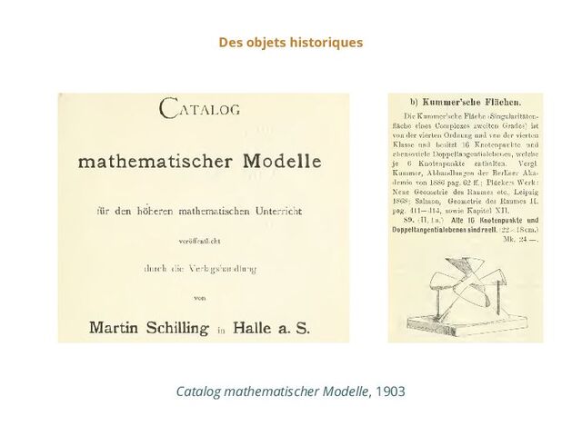 Des objets historiques
Catalog mathematischer Modelle, 1903
