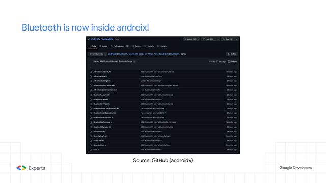 Bluetooth is now inside androix!
Source: GitHub (androidx)
