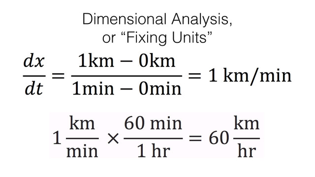 Dimensional Analysis,
or “Fixing Units”
