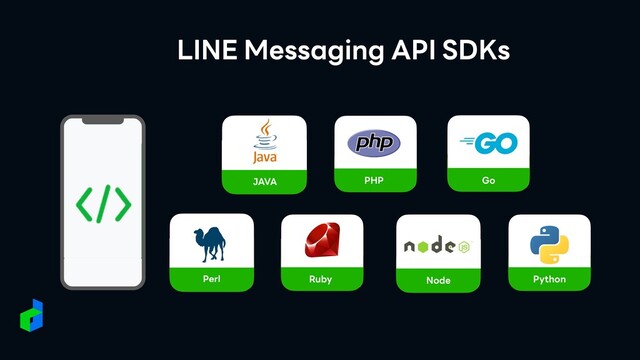 LINE Messaging API SDKs
Python
Node
Ruby
Perl
Go
JAVA PHP
