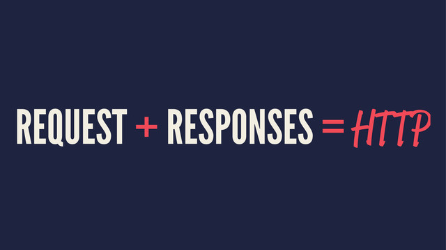 REQUEST + RESPONSES = HTTP
