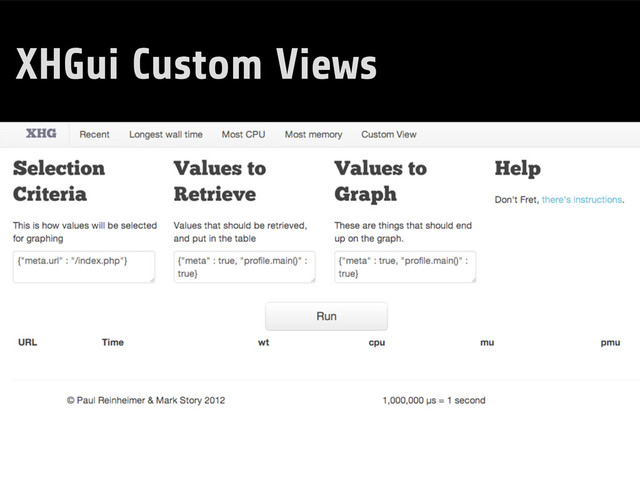 XHGui Custom Views
