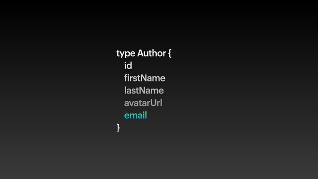 type Author {
id
firstName
lastName
avatarUrl
email
}
