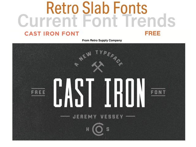 Current Font Trends  
for Ad Design
Retro Slab Fonts
FREE
From Retro Supply Company
