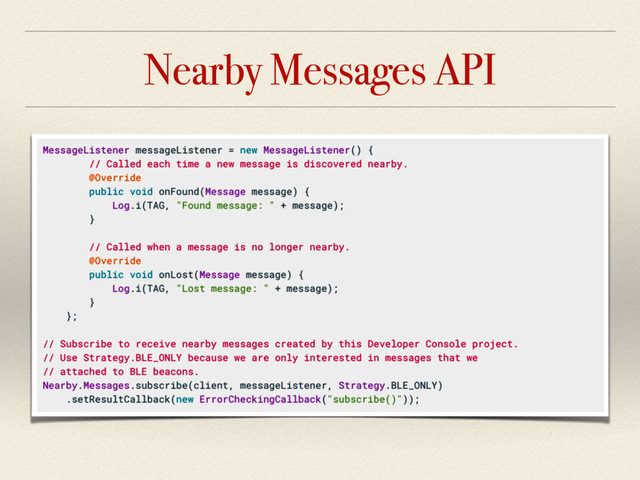 Nearby Messages API
