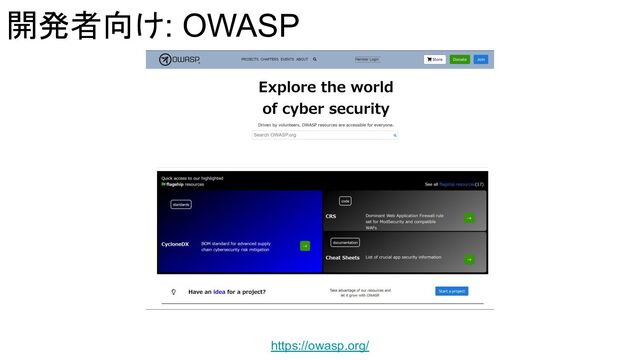 開発者向け: OWASP
https://owasp.org/
