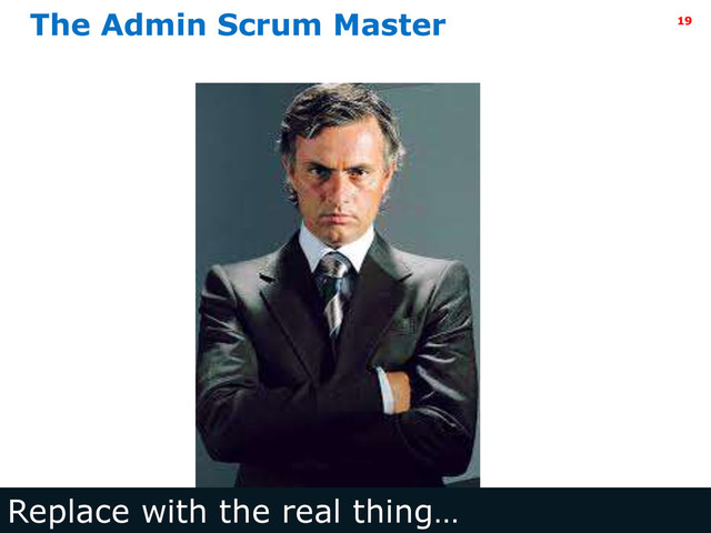 Intel Information Technology
The Admin Scrum Master 19
Replace with the real thing…
