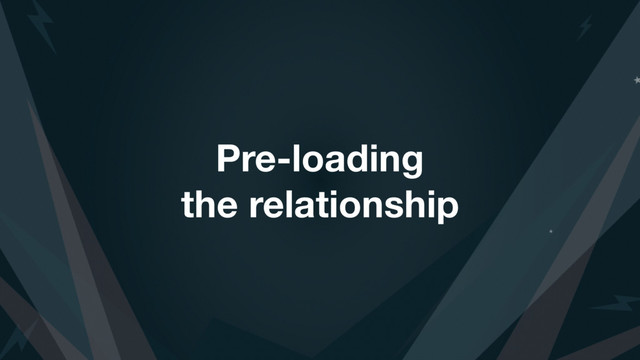 Pre-loading
the relationship
