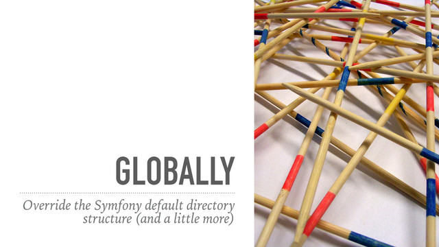 GLOBALLY
Override the Symfony default directory
structure (and a little more)
