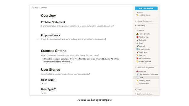 Notion’s Product Spec Template
