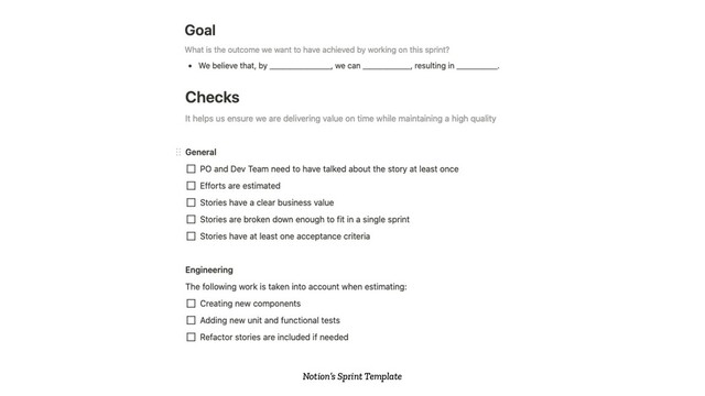 Notion’s Sprint Template
