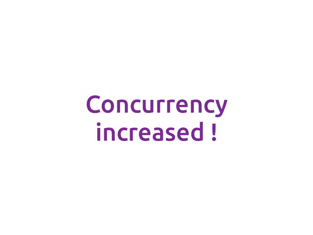 Concurrency
increased !
