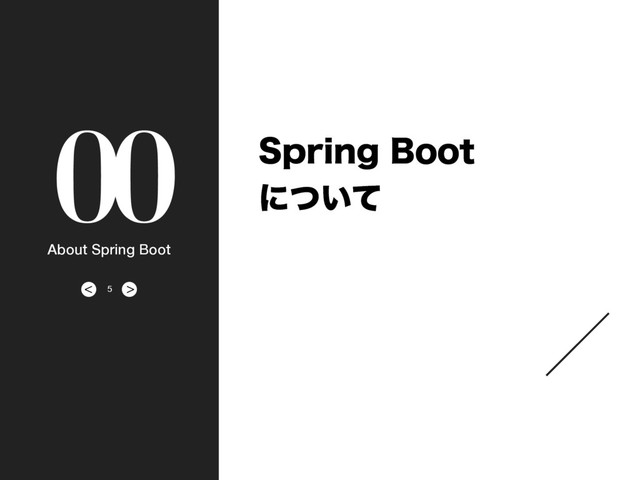 >
<
00
About Spring Boot
4QSJOH#PPU
ʹ͍ͭͯ
5
