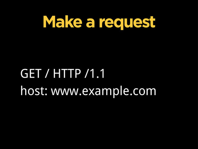 GET / HTTP /1.1
host: www.example.com
Make a request
