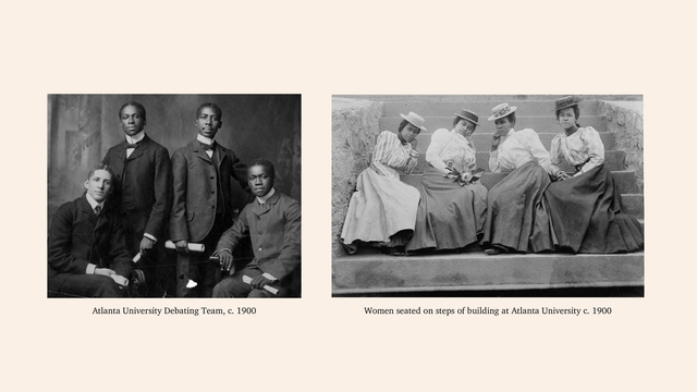 Atlanta University Debating Team, c. 1900 Women seated on steps of building at Atlanta University c. 1900
