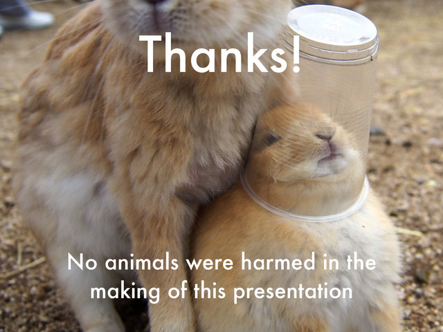 No animals were harmed in the
making of this presentation
Thanks!
