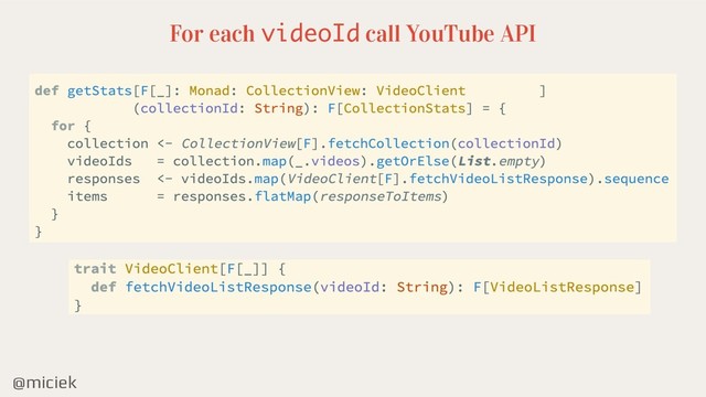 @miciek
For each videoId call YouTube API
