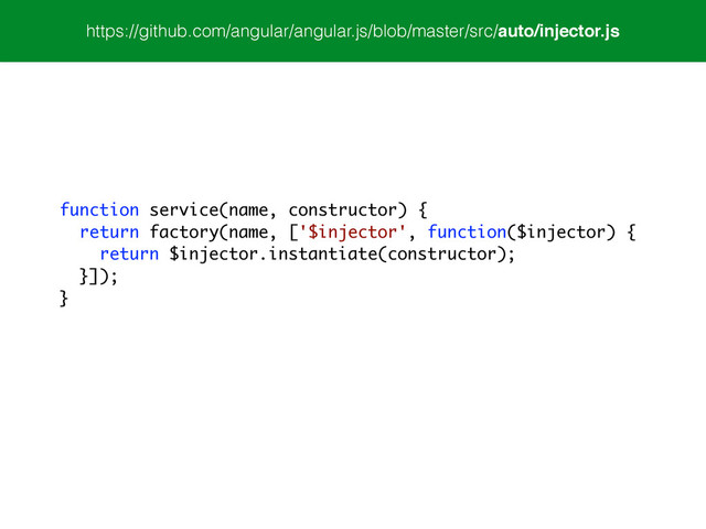 https://github.com/angular/angular.js/blob/master/src/auto/injector.js
function service(name, constructor) {
return factory(name, ['$injector', function($injector) {
return $injector.instantiate(constructor);
}]);
}
