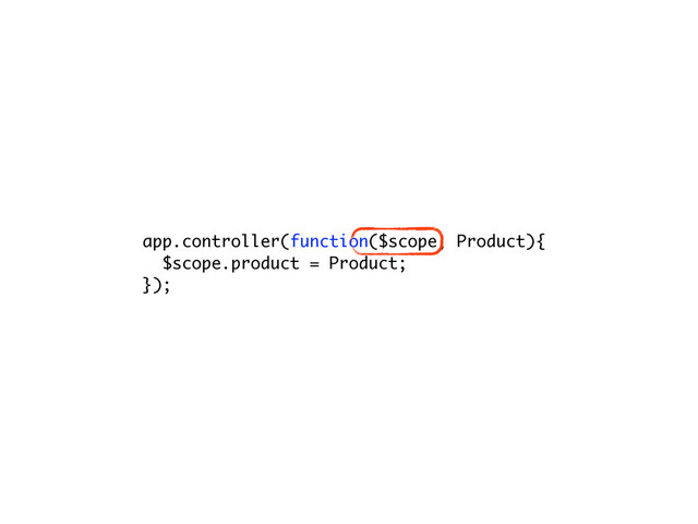 app.controller(function($scope, Product){
$scope.product = Product;
});
