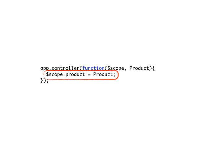 app.controller(function($scope, Product){
$scope.product = Product;
});
