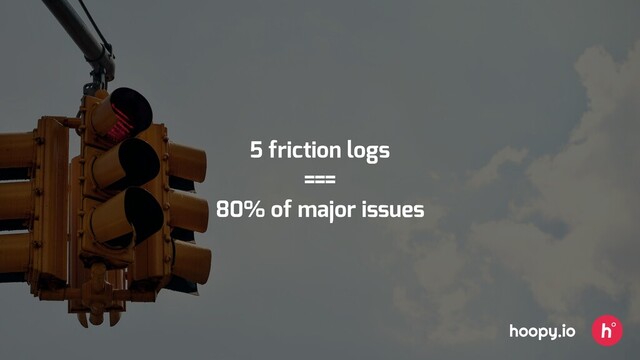 5 friction logs
===
80% of major issues
hoopy.io
