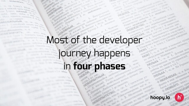 Moﬆ of the developer
journey happens
in four phases
hoopy.io

