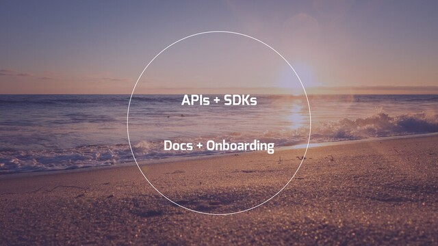 APIs + SDKs
Docs + Onboarding
