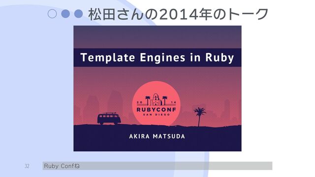 松田さんの2014年のトーク
Ruby Confね
32
