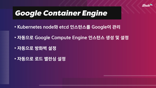 Google Container Engine
⿏,VCFSOFUFTOPEF৬FUDEੋझఢझܳ(PPHMF੉ҙܻ
⿏੗زਵ۽(PPHMF$PNQVUF&OHJOFੋझఢझࢤࢿ߂ࢸ੿
⿏੗زਵ۽ߑച߷ࢸ੿
⿏੗زਵ۽۽٘ߖ۠यࢸ੿
