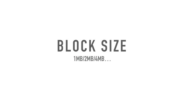 BLOCK SIZE
1MB/2MB/4MB…
