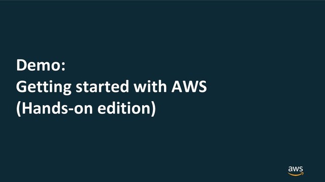 Demo:
Getting started with AWS
(Hands-on edition)
